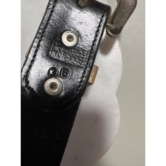 Vtg Western Tooled Leather Belt Silver & Gold Star Conchos Black Sz 38 Unisex - Picture 14 of 14